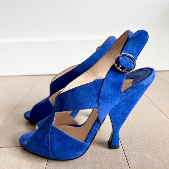 Prada Blue Velvet Heels w/ original box - Picture 3 of 13